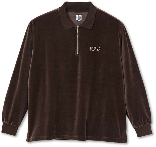  Polar Skate Co. Polo Velou Zip Longsleeve Brown Uomo Marrone