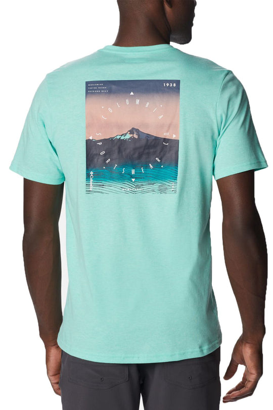  Columbia T-shirt High Dune Graphic Tee Electric Teal Uomo Celeste