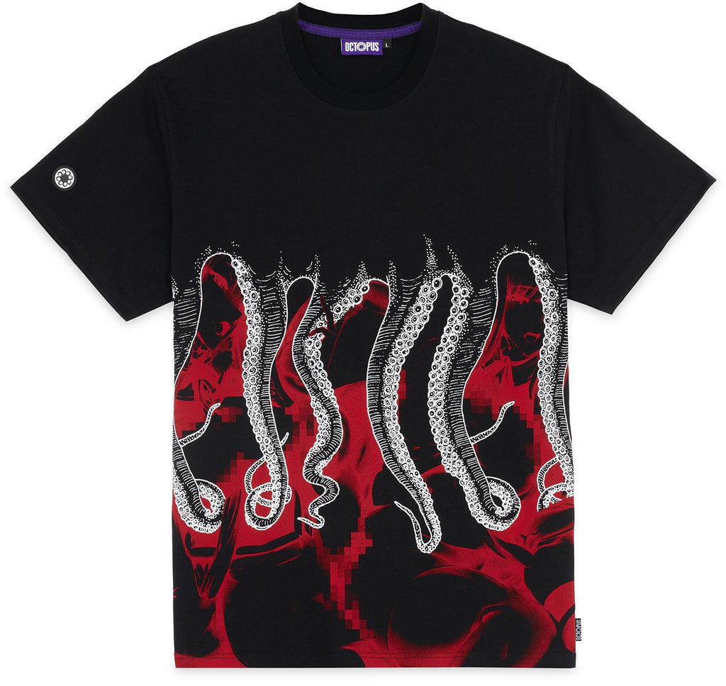  Octopus T-shirt Hentai Tee Black Nero Uomo - 1
