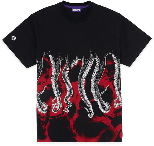  Octopus T-shirt Hentai Tee Black Uomo Nero