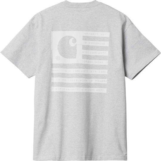  Carhartt Wip T-shirt Ss Label State Flag T-shirt Ash Heather Uomo Grigio