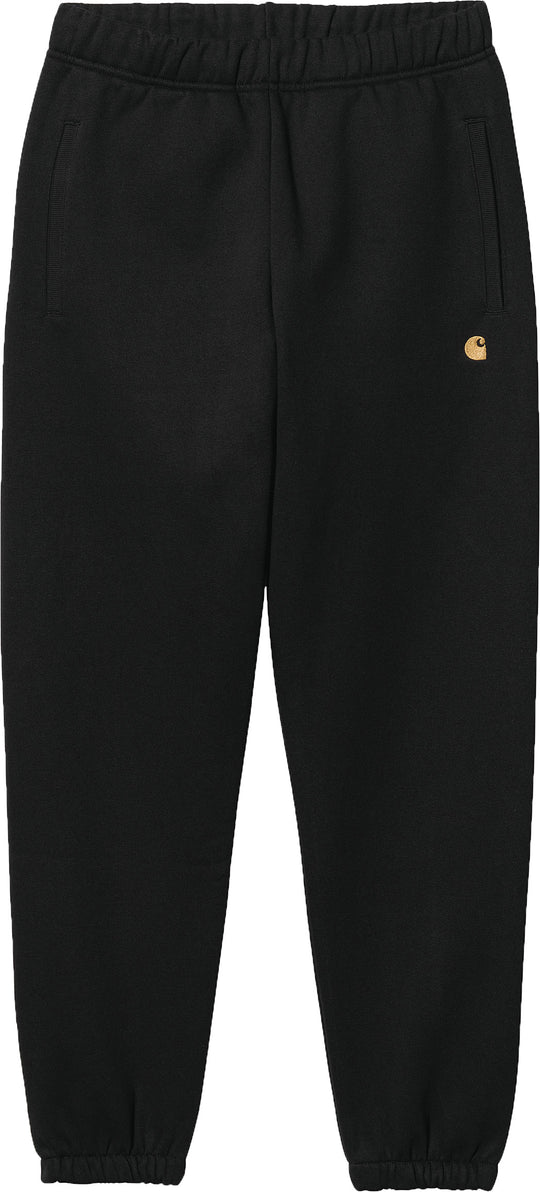  Carhartt Wip Pantaloni Chase Sweat Pant Black Gold Uomo Nero
