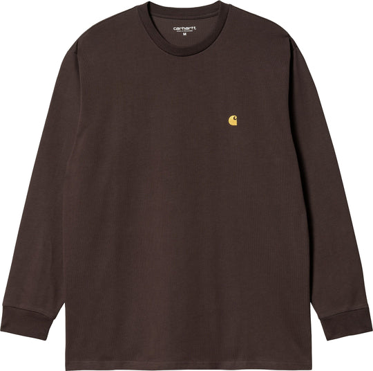  Carhartt Wip T-shirt L/s Chase Tee Dark Umber Uomo Marrone