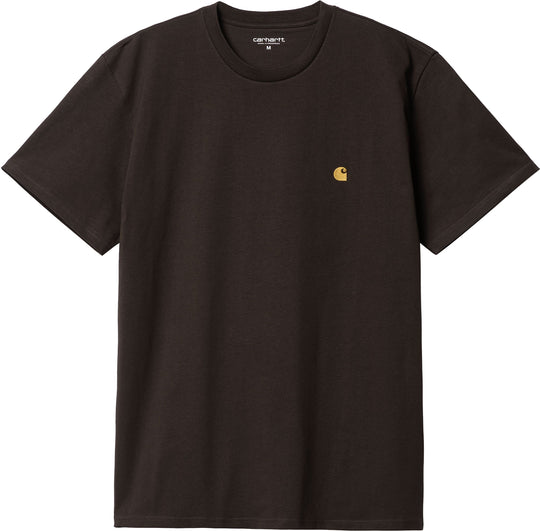  Carhartt Wip T-shirt S/s Chase Tee Dark Umber Uomo Marrone