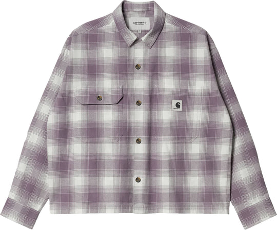  Carhartt Wip Camicia W L/s Deaver Shirt Check Misty Thistle Donna Rosa