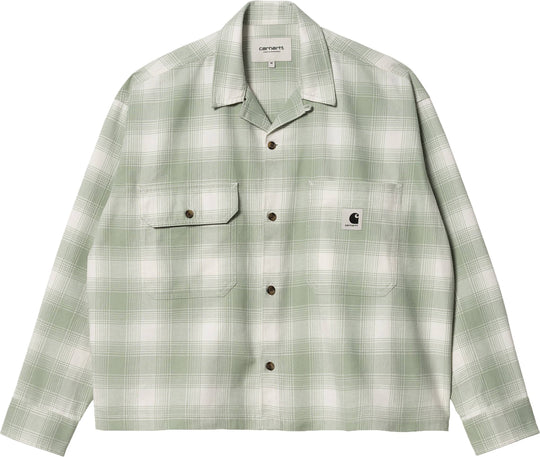  Carhartt Wip Camicia W L/s Deaver Shirt Check Misty Sage Donna Verde