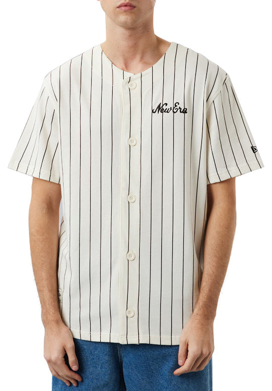  New Era T-shirt Pinstripe Ne Jersey White Berown Uomo Bianco