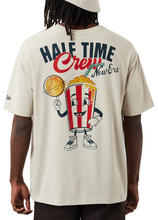  New Era T-shirt Ne Half Time Tee Grey Uomo Beige