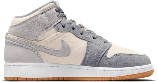  Jordan 1 Mid Se Coconut Milk Particle Grey Gs Donna Grigio