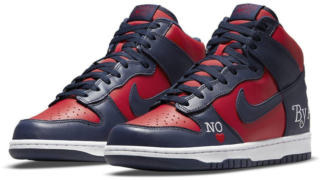  Nike Sb Dunk High Supreme By Any Means Navy Rosso Uomo - 2