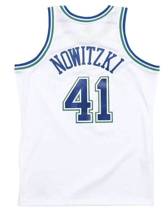  Mitchell & Ness Canotta Nba Swingman Jersey Dallas Mavericks 98 Dirk Nowitzki Mitchell E Ness Uomo Bianco