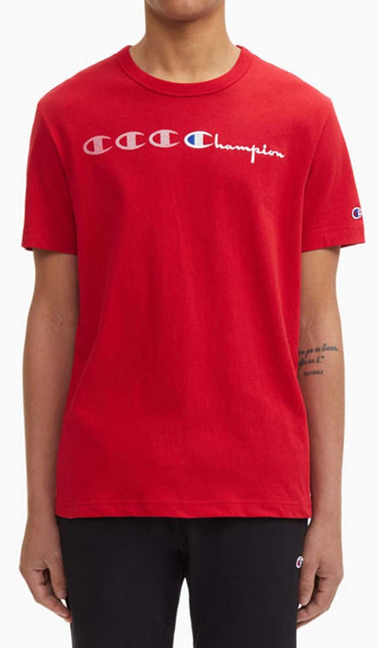  Champion T-shirt Reverse Weave Tee 212976 Red Uomo Rosso
