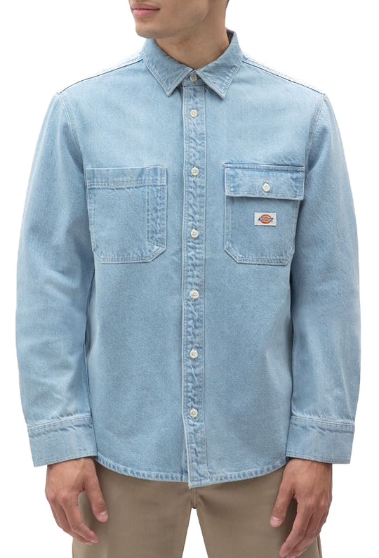  Dickies Camicia Kibler Ls Vintage Aged Blue Uomo