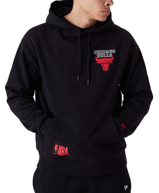  New Era Felpa Half Logo Oversized Hoody Chicago Bulls Black Uomo Nero