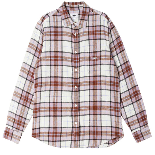  Obey Camicia Vince Woven Ls Shirt Unbleached Multi Uomo Multicolore