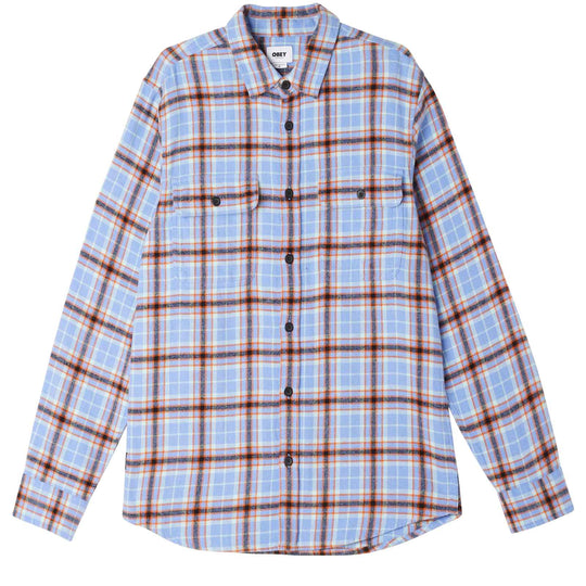  Obey Camicia Cole Woven Ls Shirt Digital Violet Multi Uomo Multicolore