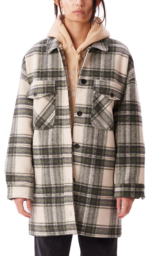  Obey Giacca Taylor Shirt Jacket Cream Plaid Donna Multicolore