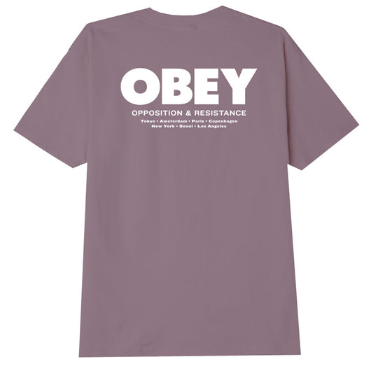  Obey T-shirt Opposition & Resistance Classic Tee Lilac Chalk Uomo Viola