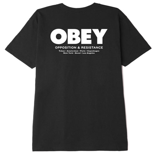  Obey T-shirt Opposition & Resistance Classic Tee Black Uomo Nero