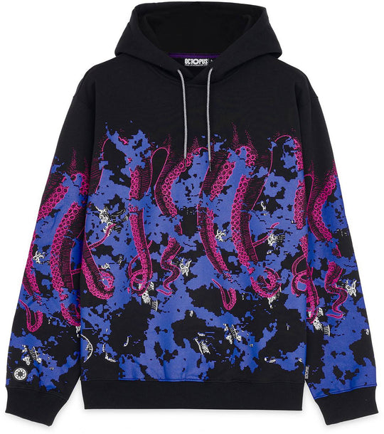  Octopus Felpa Glitch Hoodie Black Uomo Nero