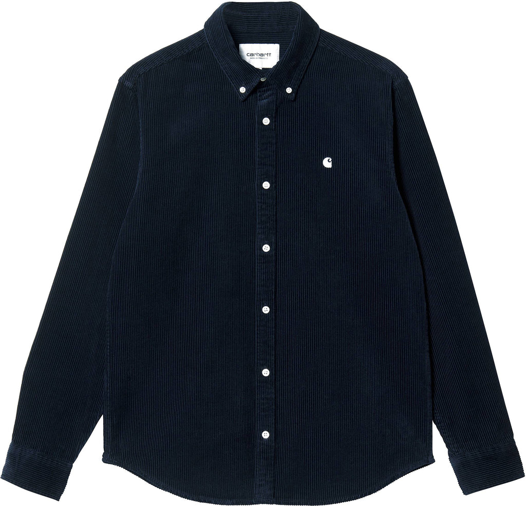  Carhartt Wip Camicia L/s Madison Cord Shirt Dark Navy Wax Blue Uomo - 1