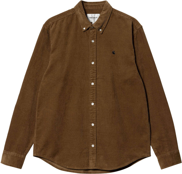 Carhartt WIP camicia L/S Madison Cord Shirt hamilton brown black