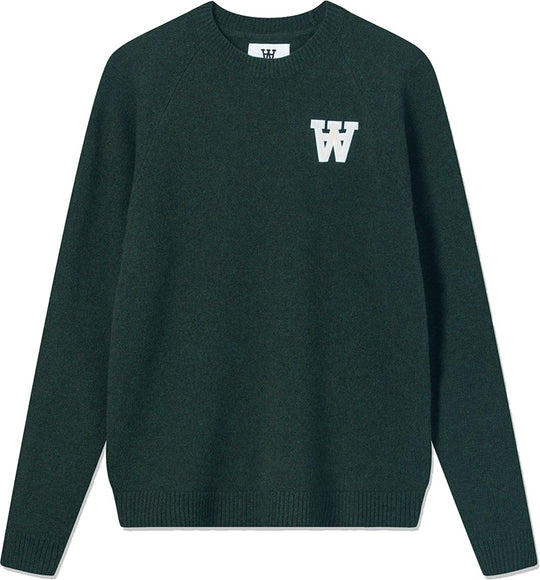  Wood Wood Maglione Kevin Lambswool Jumper Forest Green Uomo Verde