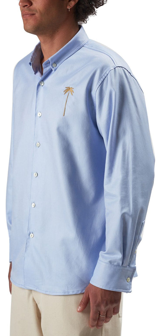  The Silted Company Camicia Palm Shirt Light Blue Uomo Celeste