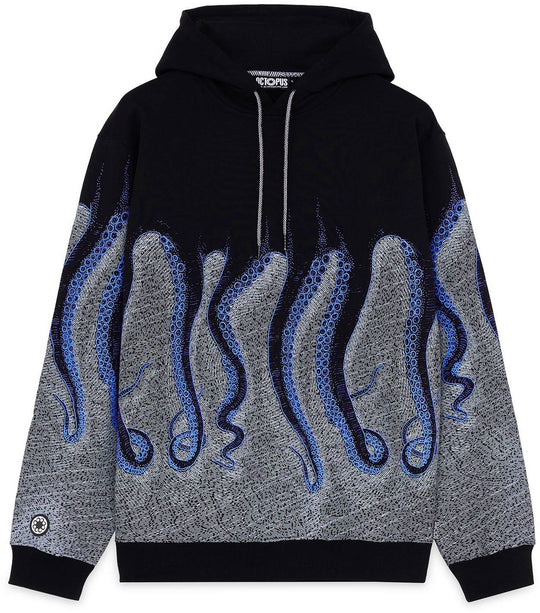  Octopus Felpa Everywhere Octopus Hoodie Black Uomo Nero