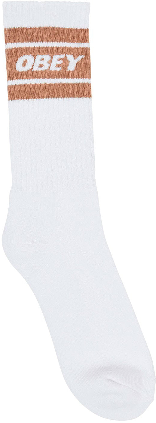  Obey Calze Cooper Ii Socks White Brown Sugar Uomo Bianco