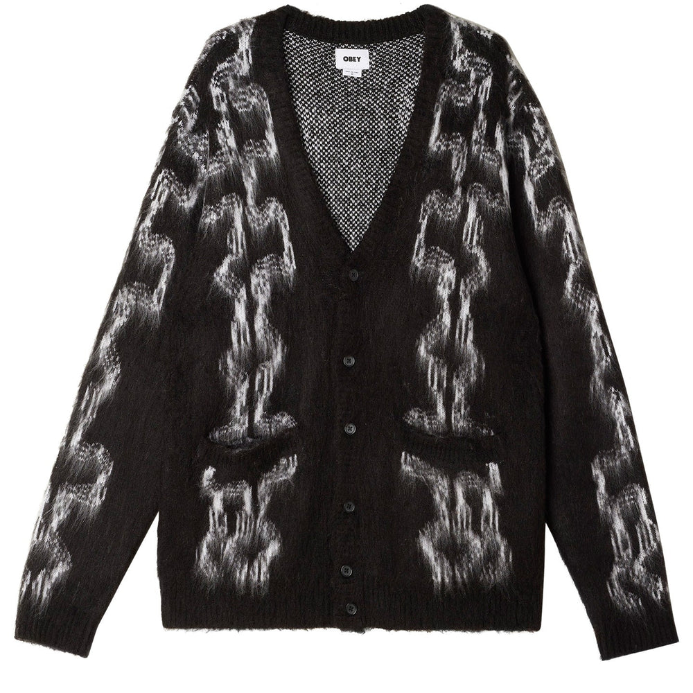 Obey Cardigan Temple Cardigan Black Multi Nero Uomo » ModeOn