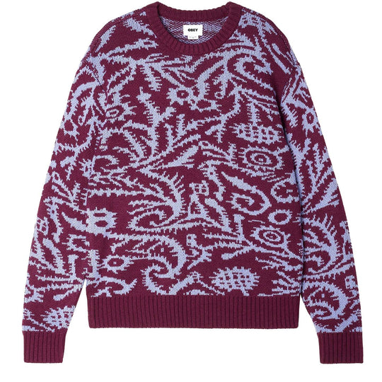  Obey Maglione Magnolia Crew Sweater Beetroot Multi Uomo Viola