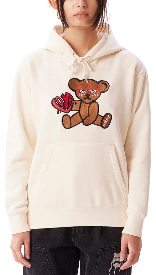  Obey Felpa Mellow Teddy Hood Specialty Fleece Unbleached Special_unisex Bianco