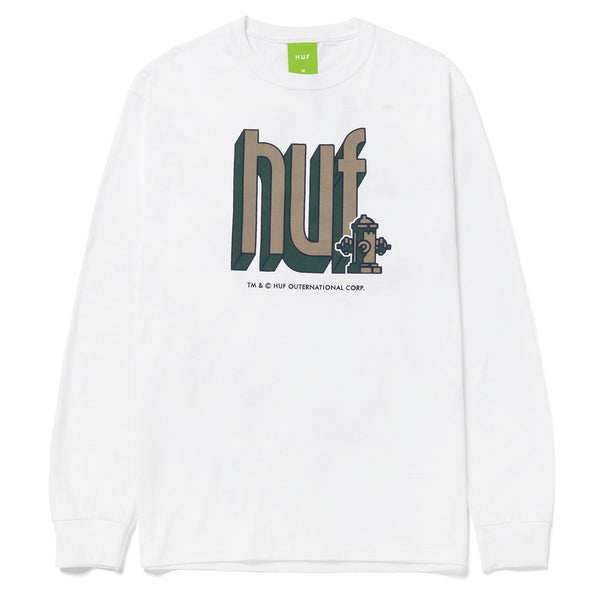 Huf t-shirt Bookend L/S tee white