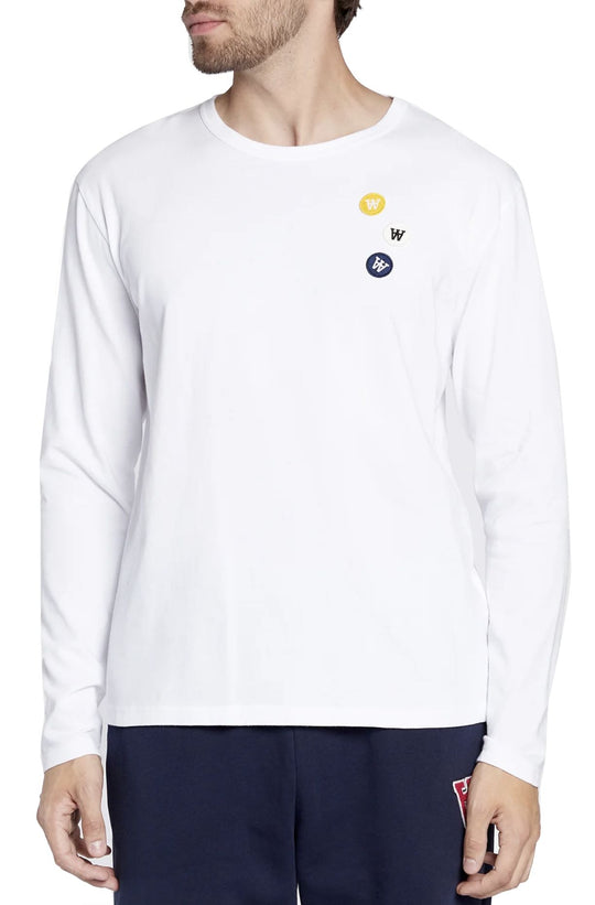  Wood Wood T-shirt Mel Patches Ls White Uomo Bianco