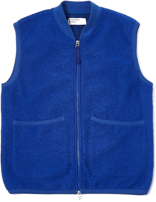  Universal Works Gilet Zip Waistcoat Blue Uomo