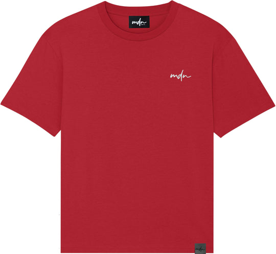 Mdn T-shirt Embroidered Basic Logo Red White Uomo Rosso