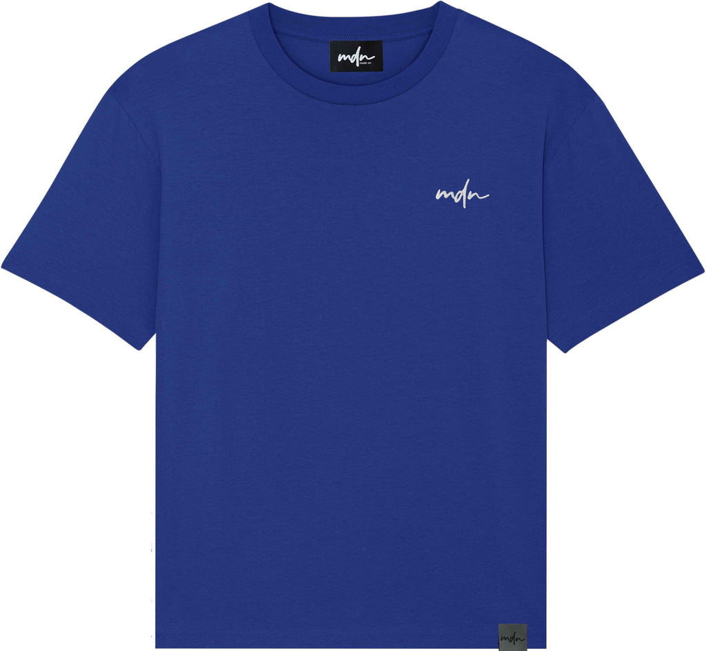  Mdn T-shirt Embroidered Basic Logo Blue White Uomo - 1