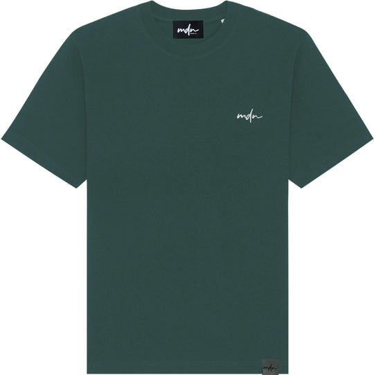  Mdn T-shirt Premium Embroidered Logo Over Green White Uomo Verde