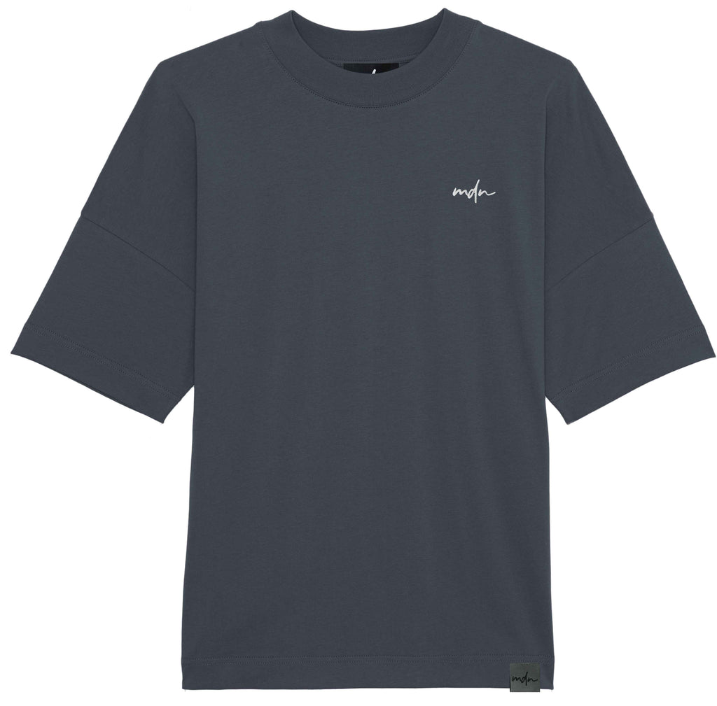  Mdn T-shirt Embroidered Logo Tee Over Grey White Grigio Uomo - 1