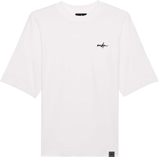  Mdn T-shirt Embroidered Logo Tee Over White Black Uomo Bianco