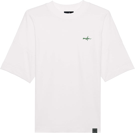  Mdn T-shirt Embroidered Logo Tee Over White Green Uomo Bianco