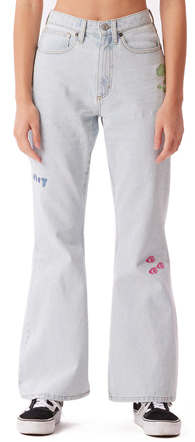  Obey Jeans Rory Flare Denim Pant Icy Wash Donna Blue