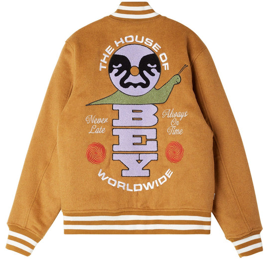  Obey Giacca Time Varsity Jacket Brown Sugar Special_unisex Marrone