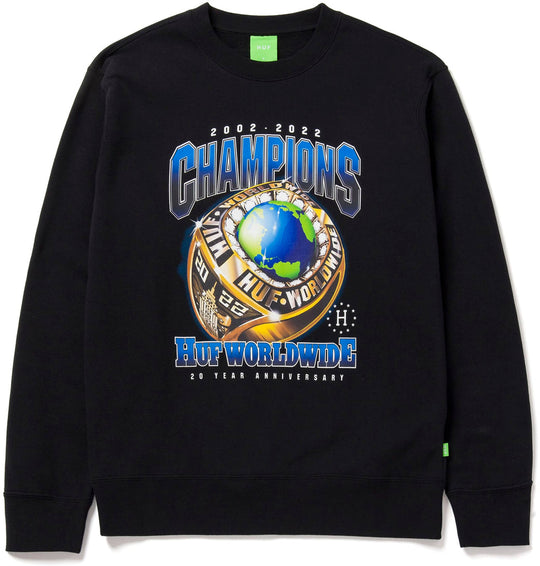  Huf Felpa Champions Crewneck Black Uomo Nero