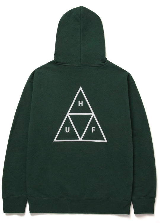  Huf Felpa Essentials Triple Triangle Hoodie Forest Green Uomo Verde