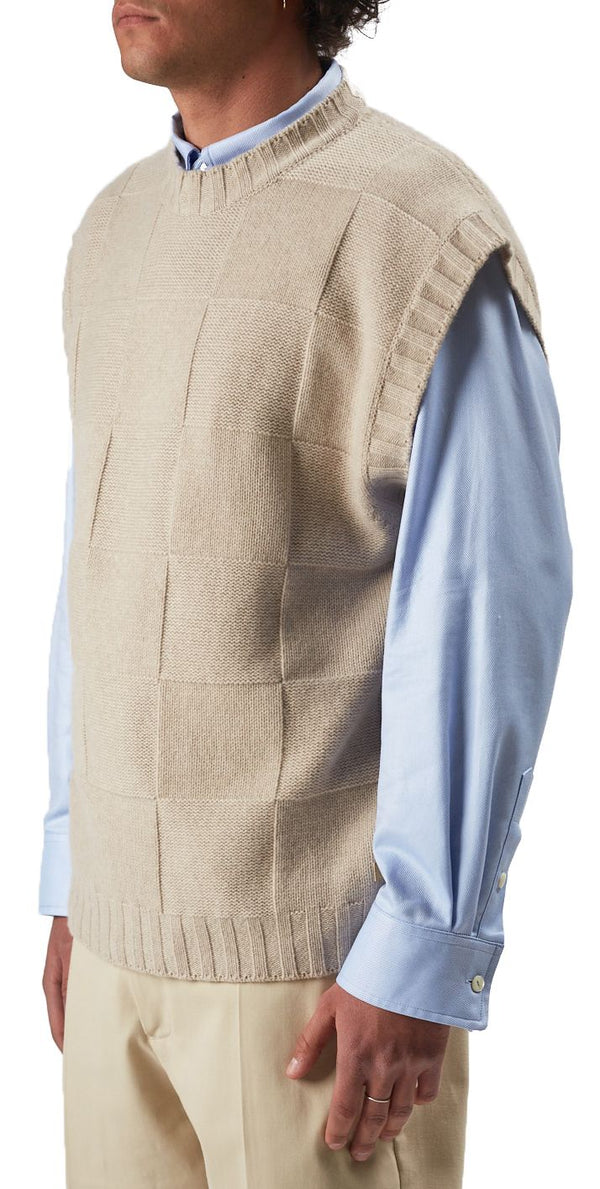 The Silted Company maglione Orlando Vest Knitted Wool Sand