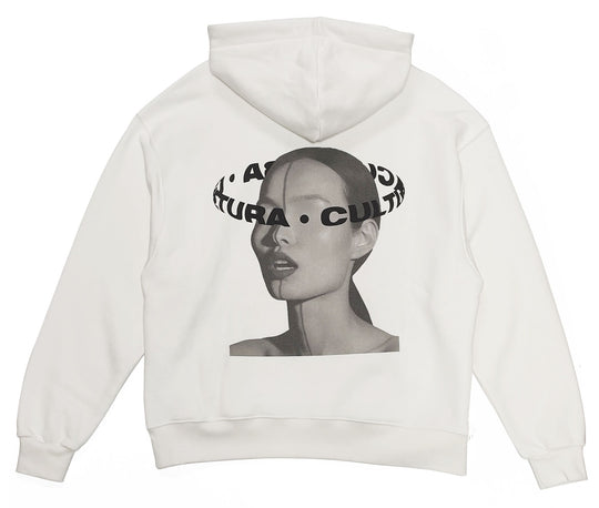  Cultura Felpa Face Hoodie White Uomo Bianco
