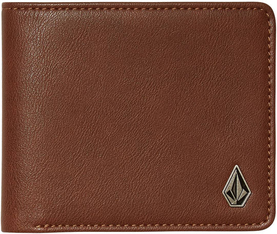  Volcom Portafoglio Slim Stone Pu Wallet Large Brown Uomo Marrone