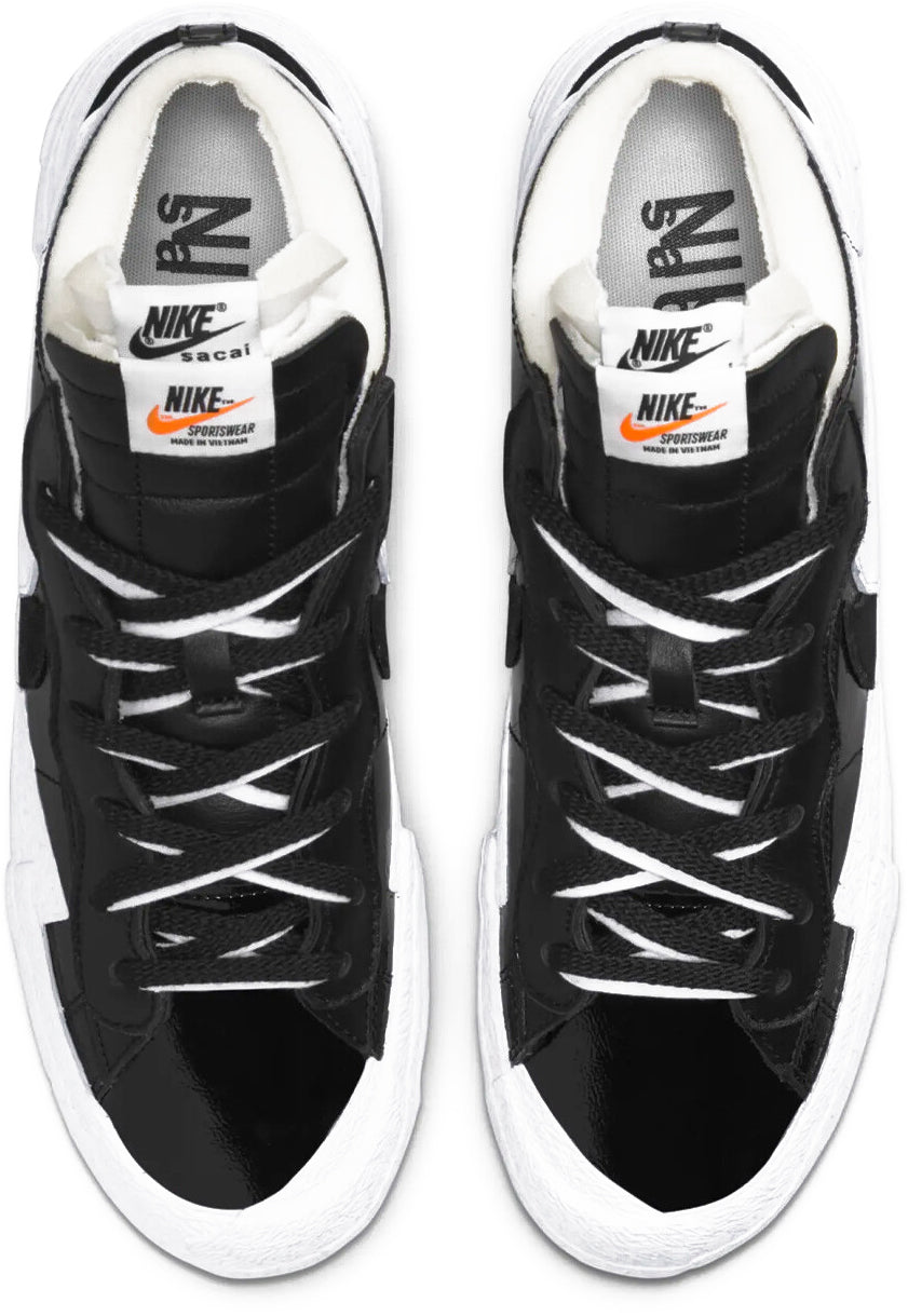 Nike Blazer Low Sacai Black Patent Leather Nero Uomo - 5